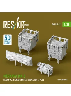   Reskit - Merkava Mk.3 rear hull storage baskets w/cover (2 pcs) for HobbyBoss kit (3D Printed)