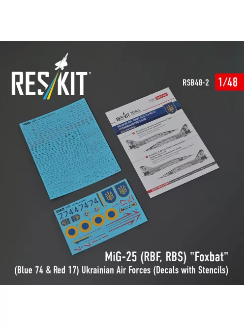 Reskit - MiG-25RBF, RBS Foxbat (Blue 74 & Red 17) Ukrainian Air Forces (Decals with Stencils)