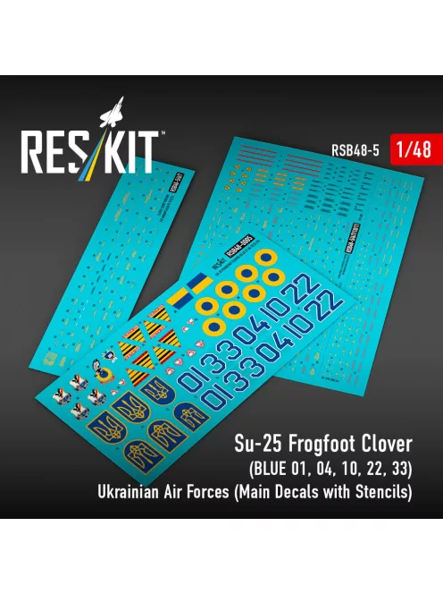 Reskit - Su-25 Frogfoot Clover (BLUE 01 04 10 22 33) Ukrainian Air Forces (Main Decals with Stencils)( )