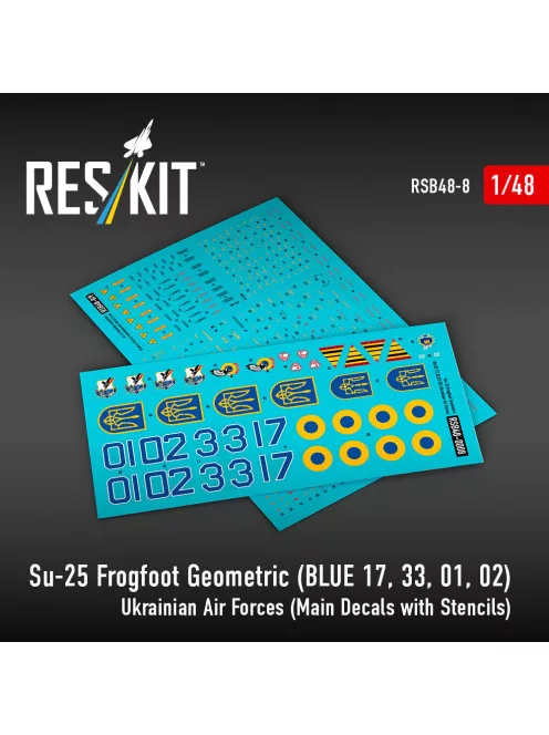 Reskit - Su-25 Frogfoot Geometric (BLUE 17 33 01 02) Ukrainian Air Forces (Main Decals with Stencils)( )