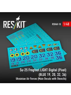   Reskit - Su-25 Frogfoot LIGHT Digital (Pixel) (BLUE 19 20 32 36) Ukrainian Air Forces (Main Decals with Stencils)