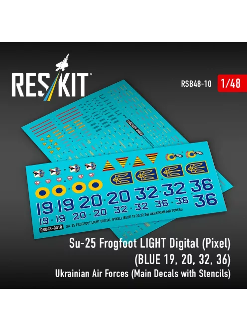Reskit - Su-25 Frogfoot LIGHT Digital (Pixel) (BLUE 19 20 32 36) Ukrainian Air Forces (Main Decals with Stencils)