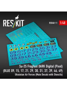   Reskit - Su-25 Frogfoot DARK Digital (Pixel) (BLUE 09 15 17 21 29 30 31 37 39 46 49) Ukrainian Air Forces (Main Decals with Stencils)( )