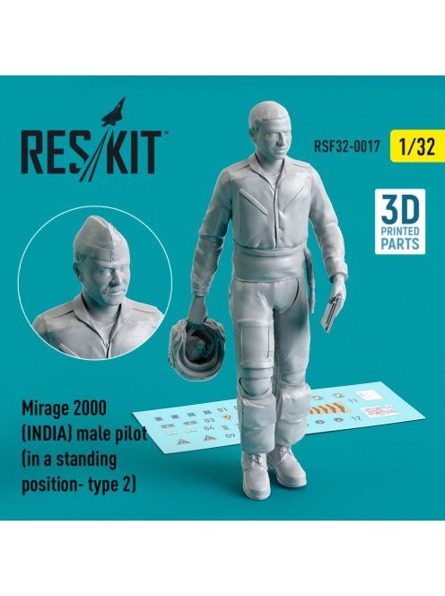 Reskit - Mirage 2000 (INDIA) male pilot (in a standing position- type 2) (3D Printed) (1/32)
