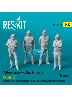   Reskit - Yellow jersey waiting for work (Modern) Plane Director, Aircraft Handling Officer, Catapult and Arresting Gear Officers (4 pcs) (3D Printed)