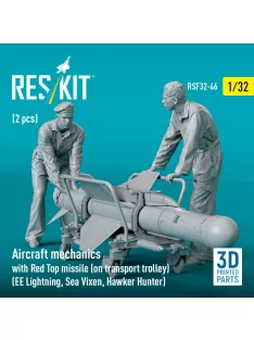   Reskit - Aircraft mechanics with Red Top missile (on transport trolley) (EE Lightning, Sea Vixen, Hawker Hunter) (2 pcs) (3D Printed)