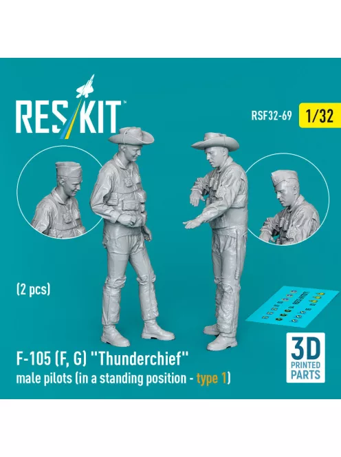 Reskit - F-105 (F, G) Thunderchief male pilots (in a standing position - type 1) (2 pcs) (3D Printed)
