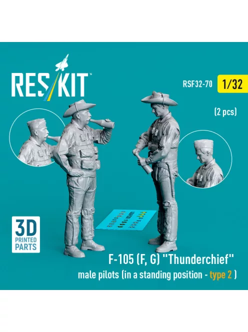 Reskit - F-105 (F, G) Thunderchief male pilots (in a standing position - type 2) (2 pcs) (3D Printed)