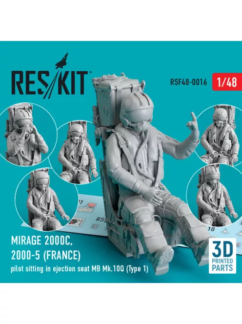 Reskit - Mirage 2000C, 2000-5 (FRANCE) pilot sitting in ejection seat MB Mk.10Q (Type 1) (3D Printed)