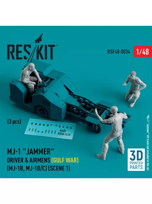 Reskit - MJ-1 Jammer Driver & airmens (Gulf War) (MJ-1B, MJ-1B/C) (scene 1) (3 pcs) (3D Printed)