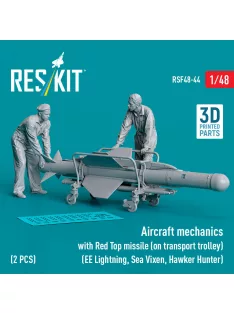   Reskit - Aircraft mechanics with Red Top missile (on transport trolley) (EE Lightning, Sea Vixen, Hawker Hunter) (2 pcs) (3D Printed)