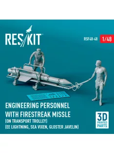   Reskit - Engineering Personnel with Firestreak missile (on transport trolley) (EE Lightning Sea Vixen Gloster Javelin) (1 pcs) (3D Printed)