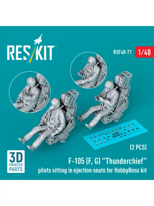 Reskit - F-105 (F, G) Thunderchief pilots sitting in ejection seats for HobbyBoss kit (2 pcs) (3D Printed)