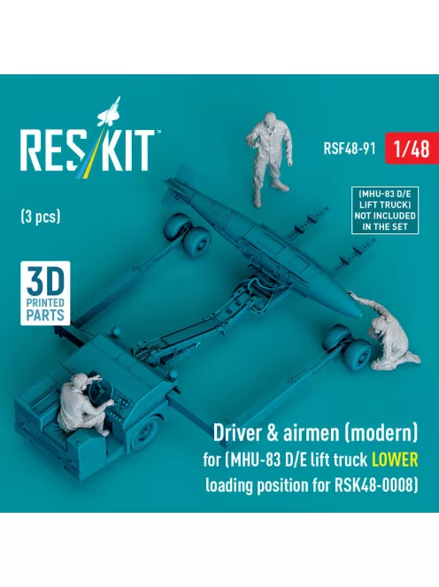Reskit - Driver & airmen (modern) (3 pcs) (MHU-83 D/E lift truck LOWER loading position for RSK48-0008) (3D Printed)