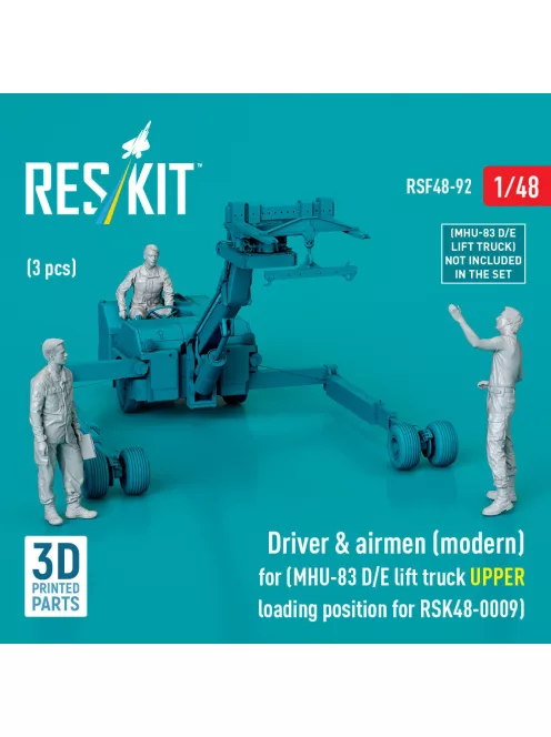 Reskit - Driver & airmen (modern) (3 pcs) (MHU-83 D/E lift truck UPPER loading position for RSK48-0009) (3D Printed)