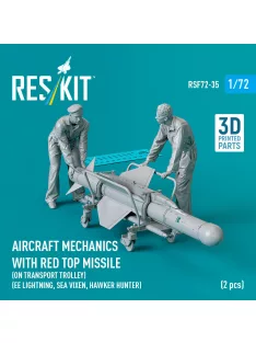   Reskit - Aircraft mechanics with Red Top missile (on transport trolley) (EE Lightning, Sea Vixen, Hawker Hunter) (2 pcs) (3D Printed)