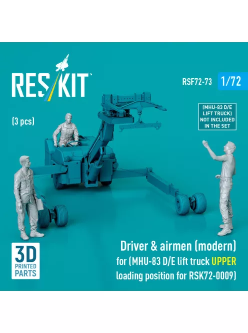 Reskit - Driver & airmen (modern) (3 pcs) (MHU-83 D/E lift truck UPPER loading position for RSK72-0009) (3D Printed)