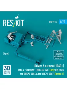  Reskit - Driver & airmen (1960+) (3 pcs) (MJ-4 Jammer (MHU-83 B/E) Early lift truck for RSK72-0006 & for RSK72-0007) (scene 1) (3D Printed)
