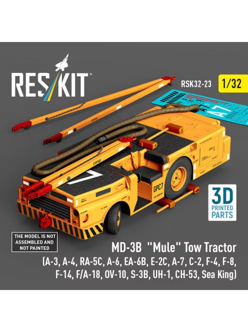Reskit - MD-3B Mule Tow Tractor (A-3 A-4 RA-5C A-6 EA-6B E-2C A-7 C-2 F-4 F-8 F-14 F/A-18 OV-10 S-3B UH-1 CH-53 Sea King) (3D Printed model kit)