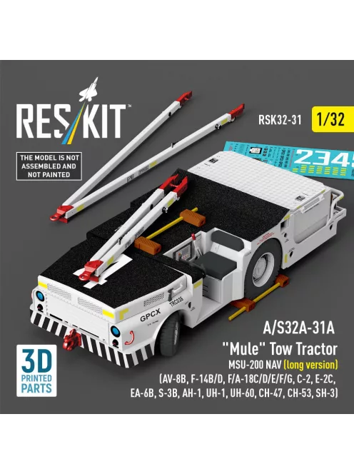 Reskit - A/S32A-31A Mule Tow Tractor MSU-200 NAV (long version) (AV-8B F-14B/D F/A-18C/D/E/F/G C-2 E-2? EA-6B S-3B AH-1 UH-1 UH-60 CH-47 CH-53 SH-3) (3D Printed model kit)