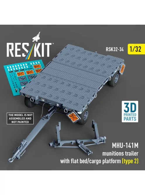 Reskit - MHU-141M munitions trailer with flat bed/cargo platform (type 2) (3D Printed model kit)