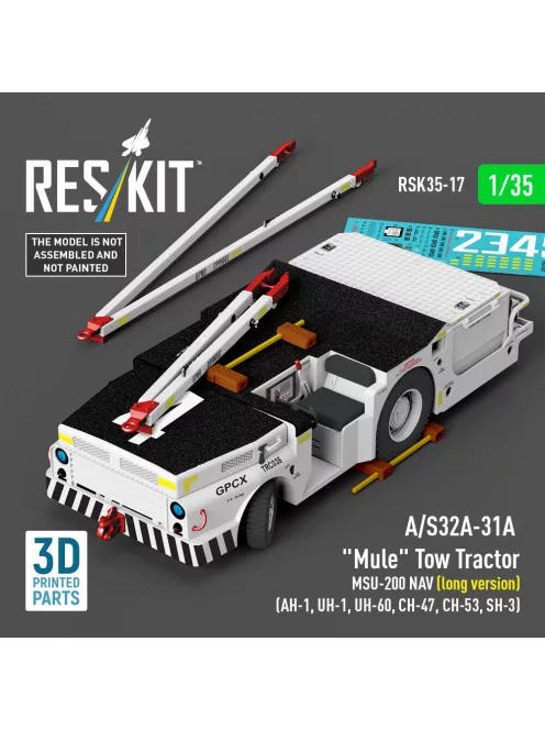 Reskit - A/S32A-31A Mule Tow Tractor MSU-200 NAV (long version) (AH-1 UH-1 UH-60 CH-47 CH-53 SH-3) (3D Printed model kit)