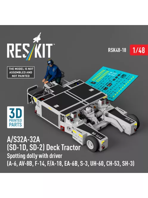 Reskit - A/S32A-32A (SD-1D SD-2) Deck Tractor Spotting dolly with driver (A-6 AV-8B F-14 F/A-18 EA-6B S-3 UH-60 CH-53 SH-3) (3D Printed model kit)