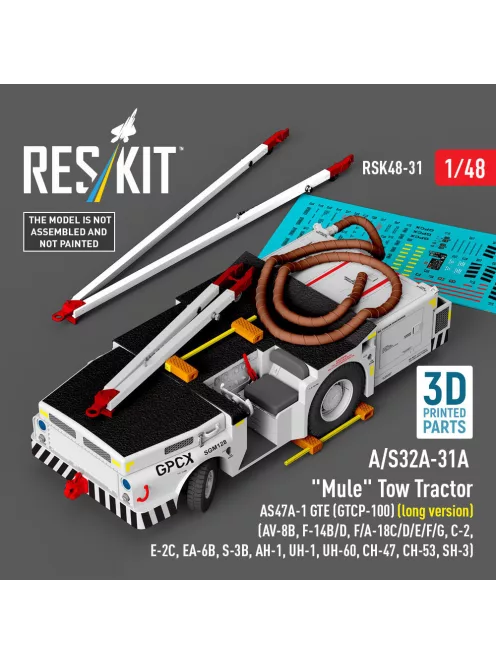 Reskit - A/S32A-31A Mule Tow Tractor AS47A-1 GTE (GTCP-100) (long version) (AV-8B F-14B/D F/A-18C/D/E/F/G C-2 E-2? EA-6B S-3B AH-1 UH-1 UH-60 CH-47 CH-53 SH-3) (3D Printed model kit)