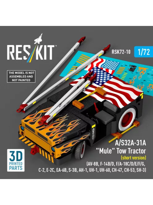 Reskit - A/S32A-31A Mule Tow Tractor (short version) (AV-8B F-14B/D F/A-18C/D/E/F/G C-2 E-2? EA-6B S-3B AH-1 UH-1 UH-60 CH-47 CH-53 SH-3) (3D Printed model kit)