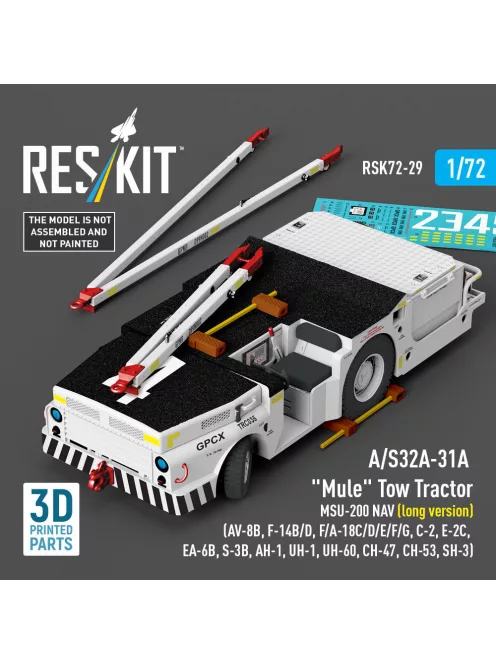 Reskit - A/S32A-31A Mule Tow Tractor MSU-200 NAV (long version) (AV-8B F-14B/D F/A-18C/D/E/F/G C-2 E-2? EA-6B S-3B AH-1 UH-1 UH-60 CH-47 CH-53 SH-3) (3D Printed model kit)