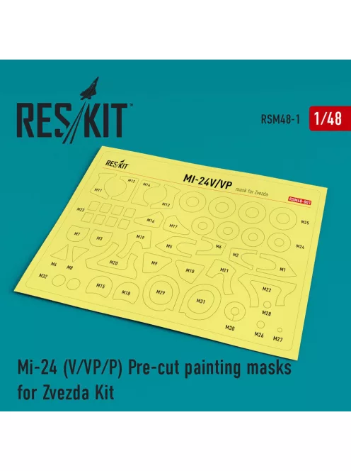 Reskit - Mi-24 (V,VP,P) Pre-cut painting masks for Zvezda kit