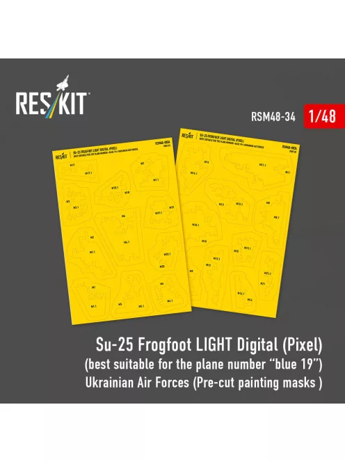 Reskit - Su-25 Frogfoot LIGHT Digital (Pixel) (best suitable for the plane number “blue 19”) Ukrainian Air Forces (Pre-cut painting masks )