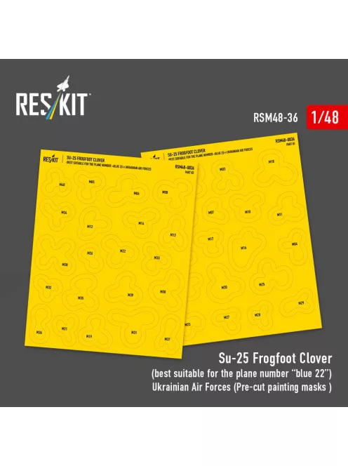 Reskit - Su-25 Frogfoot Clover (best suitable for the plane number “blue 22”) Ukrainian Air Forces (Pre-cut painting masks )
