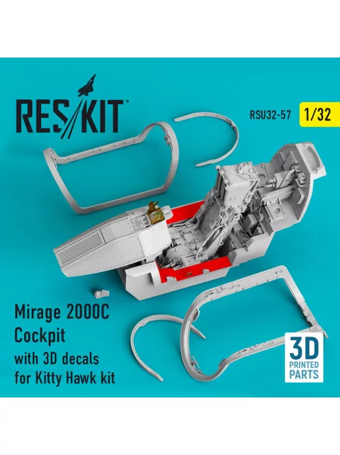 Reskit - Mirage 2000C Cockpit with 3D decals for Kitty Hawk kit