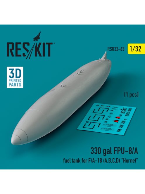 Reskit - 330 gallon FPU-8/A fuel tank for F/A-18 (A,B,C,D) "Hornet" (1 pcs) (3D Printed) (1/32)