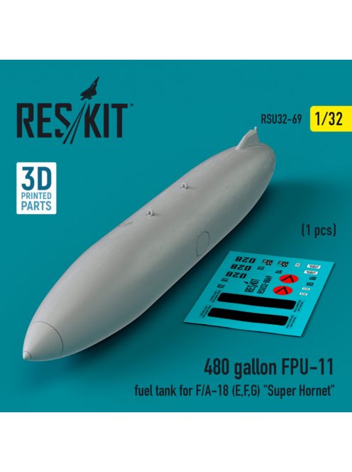 Reskit - 480 gallon FPU-11 fuel tank for F/A-18 (E,F,G) "Super Hornet" (1 pcs) (3D Printed) (1/32)