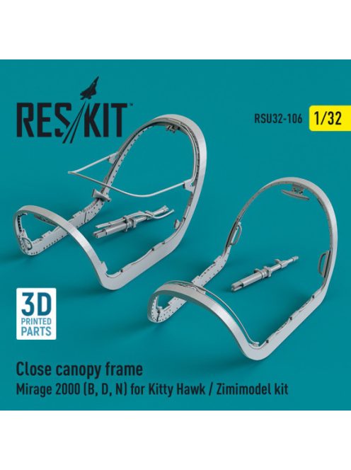 Reskit - Close canopy frame Mirage 2000 (B,D,N) for Kitty Hawk / Zimimodel kit (3D Printed) (1/32)