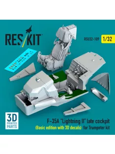   Reskit - F-35A Lightning II late cockpit (Basic edition with 3D decals) for Trumpeter kit (3D Printed)