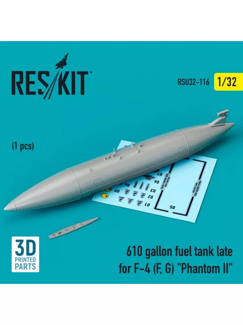 Reskit - 610 gallon fuel tank late for F-4 (F G) Phantom II (3D Printed)