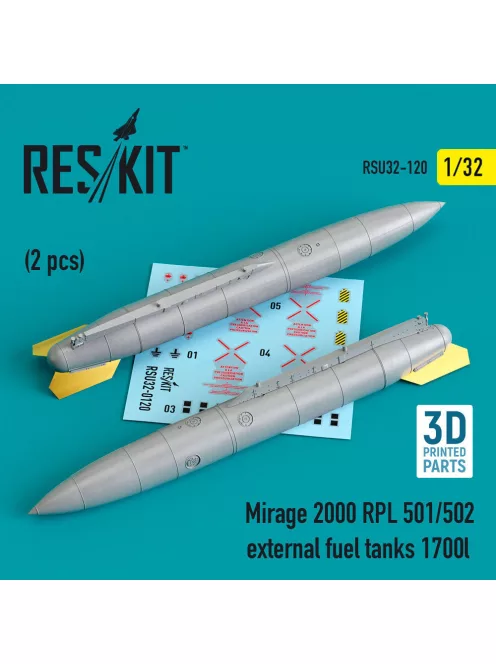 Reskit - Mirage 2000 RPL external fuel tanks 1700lt (2 pcs) (3D Printed)