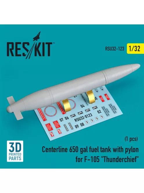 Reskit - Centerline 650 gal fuel tank with pylons for F-105 Thunderchief (1 pcs) (3D Printed)