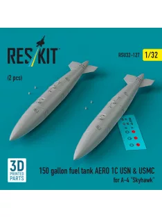   Reskit - 150 gallon fuel tank AERO 1C USN & USMC for A-4 Skyhawk (2 pcs) (3D Printed)