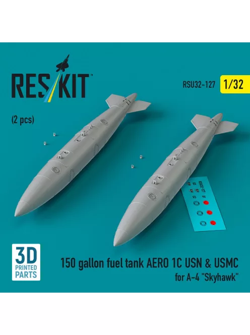 Reskit - 150 gallon fuel tank AERO 1C USN & USMC for A-4 Skyhawk (2 pcs) (3D Printed)