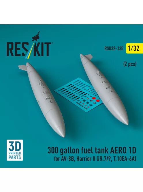 Reskit - 300 gallon fuel tank AERO 1D for AV-8B, Harrier II GR.7/9, T.10 (2 pcs) (3D Printed)