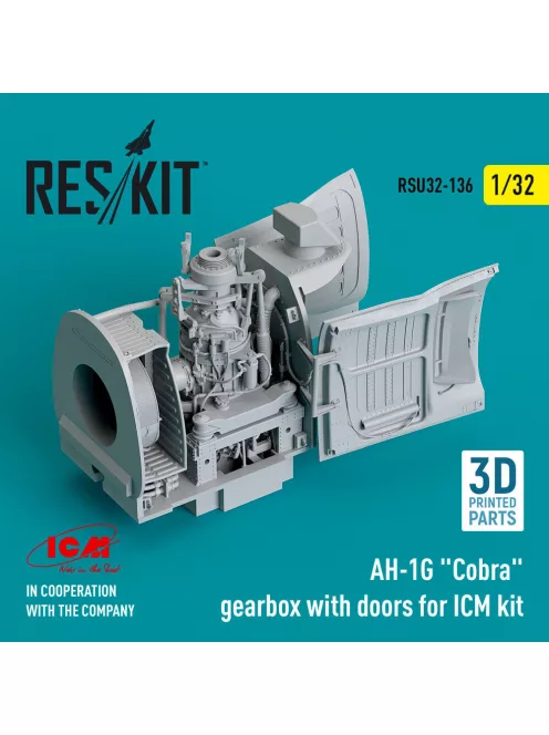 Reskit - AH-1G Cobra gearbox with doors for ICM kit (3D Printed)