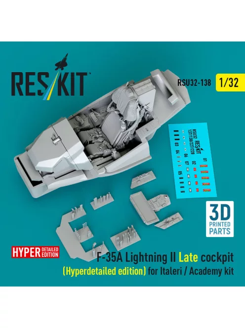 Reskit - F-35A Lightning II Late cockpit (Hyperdetailed edition) for Italeri / Academy kit (3D Printed)