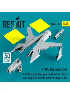   Reskit - F-105 Thunderchief air intakes landing gears with wheels bays and weighted wheels set for Trumpeter kit (3D Printed)