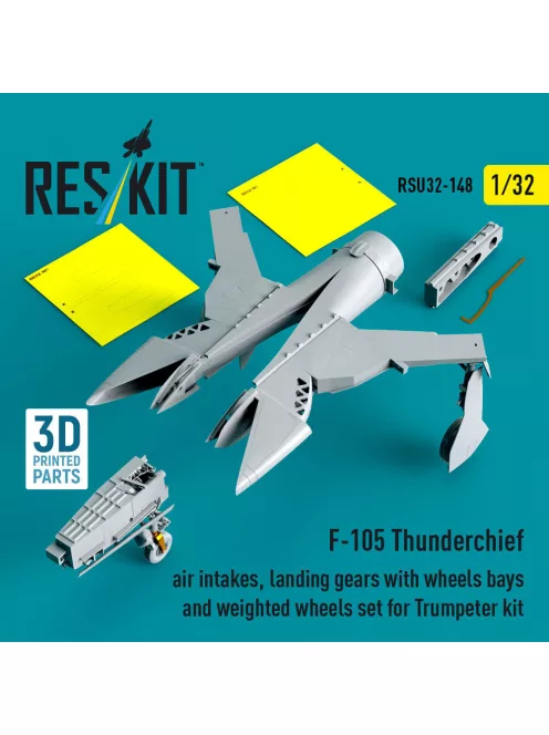 Reskit - F-105 Thunderchief air intakes landing gears with wheels bays and weighted wheels set for Trumpeter kit (3D Printed)