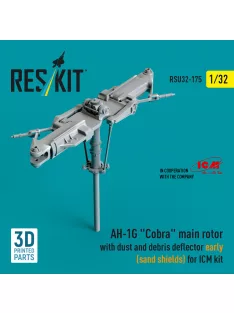   Reskit - AH-1G Cobra main rotor with dust and debris deflector (sand shields) early version for ICM kit (3D Printed)