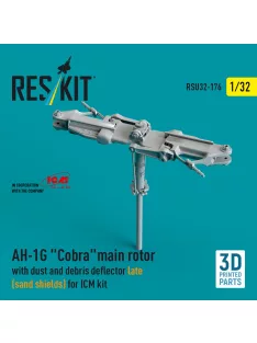   Reskit - AH-1G Cobra main rotor with dust and debris deflector (sand shields) late version for ICM kit (3D Printed)